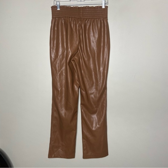 Joie Faux Leather Brown Straight Leg Pants Sz M - Picture 2 of 7